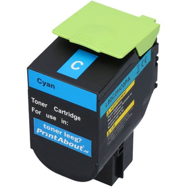 Huismerk Lexmark 80C2HC0 (802HC) Toner Cyaan Hoge capaciteit