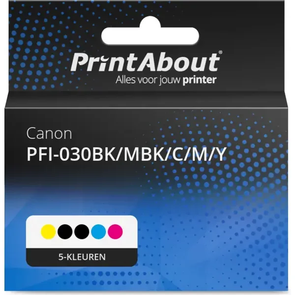Huismerk Canon PFI-030BK/MBK/C/M/Y Inktcartridge 5-kleuren Multipack