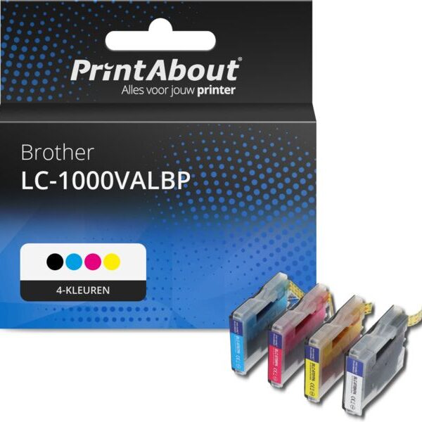 Huismerk Brother LC-1000VALBP Inktcartridge 4-kleuren Multipack