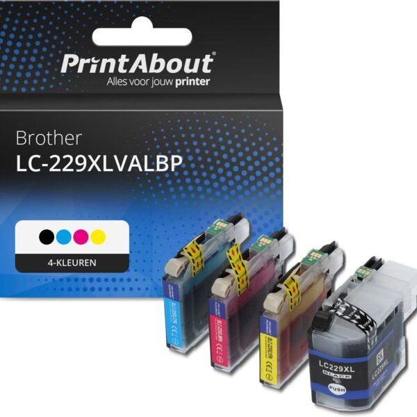 Huismerk Brother LC-229XLVALBP Inktcartridge 4-kleuren Multipack Extra hoge capaciteit