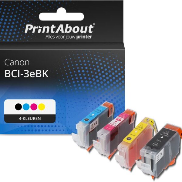 Huismerk Canon BCI-3eBK Inktcartridge 4-kleuren Multipack