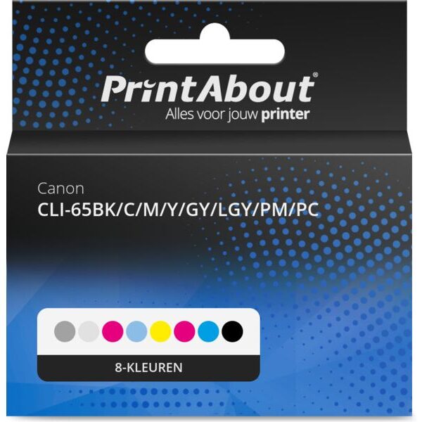 Huismerk Canon CLI-65BK/C/M/Y/GY/LGY/PM/PC Inktcartridge 8-kleuren Multipack