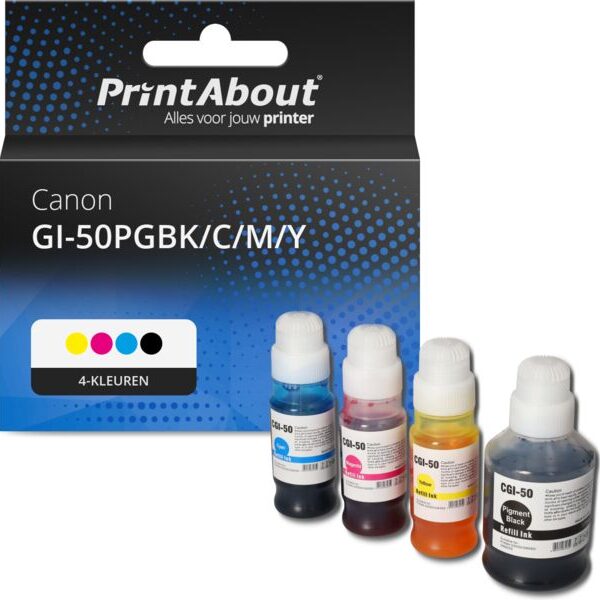 Huismerk Canon GI-50PGBK/C/M/Y Inktcartridge 4-kleuren Multipack Hoge capaciteit