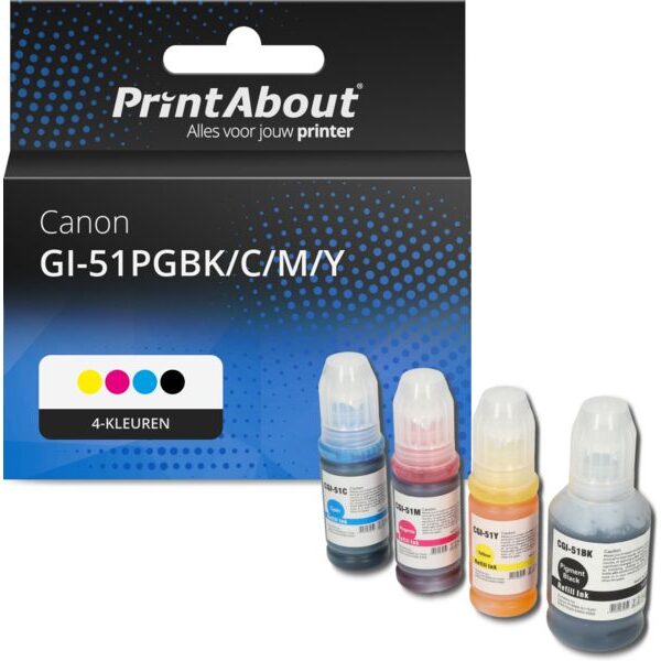 Huismerk Canon GI-51PGBK/C/M/Y Inktcartridge 4-kleuren Multipack