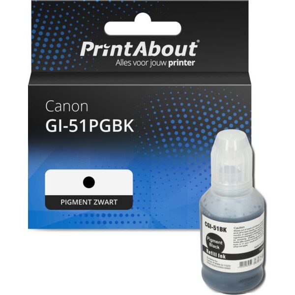 Huismerk Canon GI-51PGBK Inktcartridge Pigment zwart