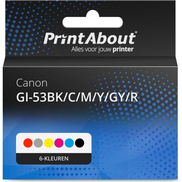Huismerk Canon GI-53BK/C/M/Y/GY/R Inktcartridge 6-kleuren Multipack