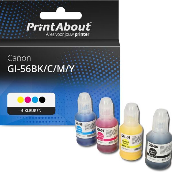 Huismerk Canon GI-56BK/C/M/Y Inktcartridge 4-kleuren Multipack