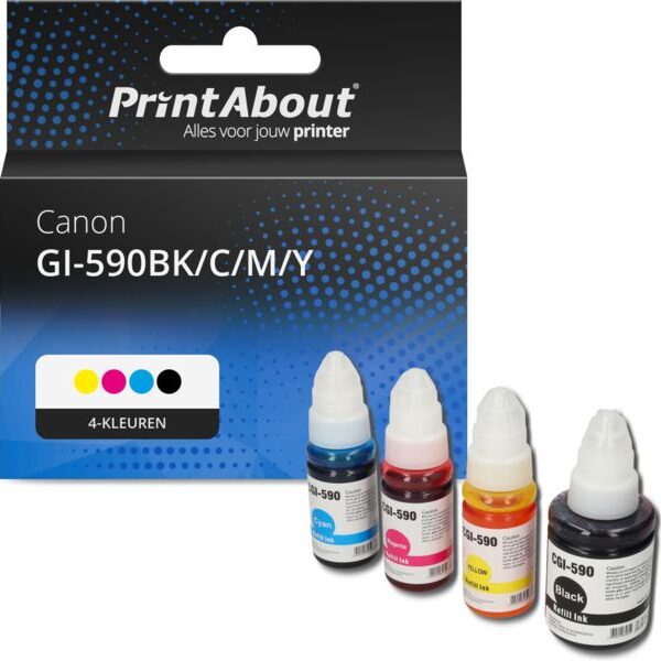 Huismerk Canon GI-590BK/C/M/Y Inktcartridge 4-kleuren Multipack