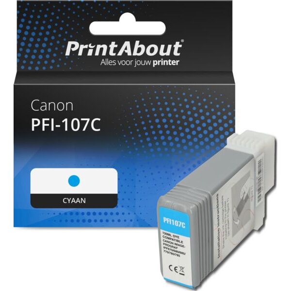 Huismerk Canon PFI-107C Inktcartridge Cyaan