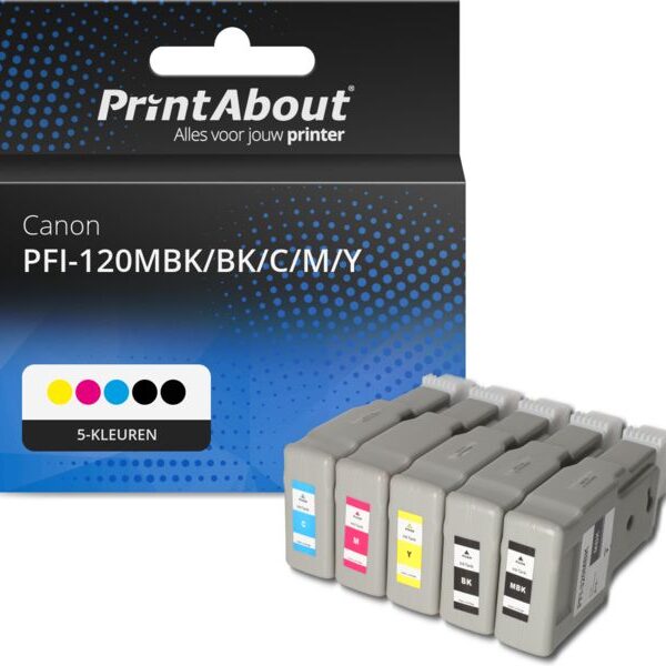 Huismerk Canon PFI-120MBK/BK/C/M/Y Inktcartridge 5-kleuren Multipack