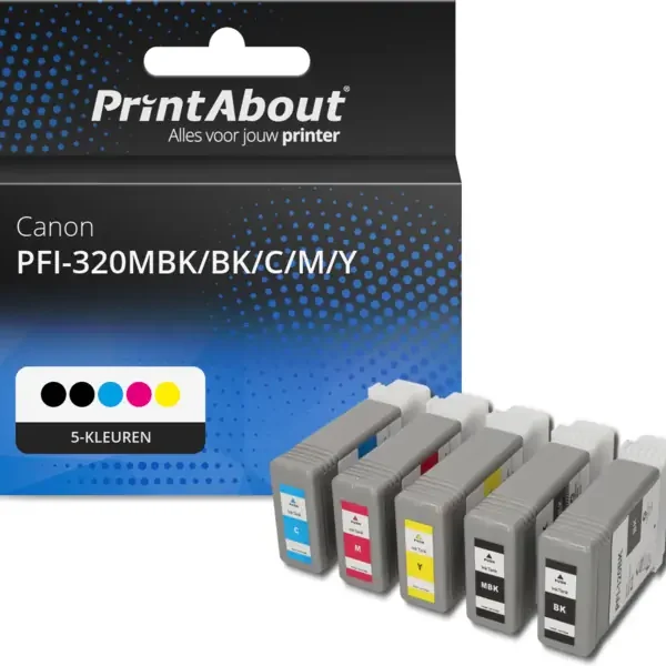 Huismerk Canon PFI-320MBK/BK/C/M/Y Inktcartridge 5-kleuren Multipack