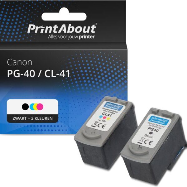 Huismerk Canon PG-40 / CL-41 Inktcartridge Zwart + 3 kleuren Multipack