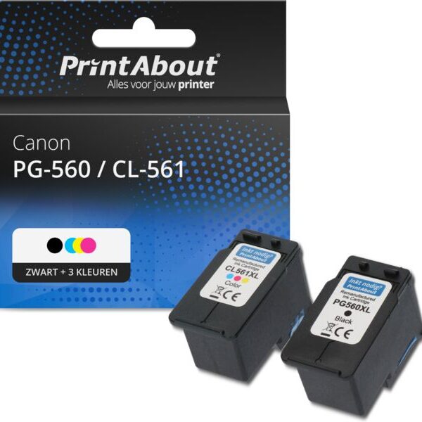 Huismerk Canon PG-560XL / CL-561XL Inktcartridge Zwart + 3 kleuren Multipack Hoge capaciteit
