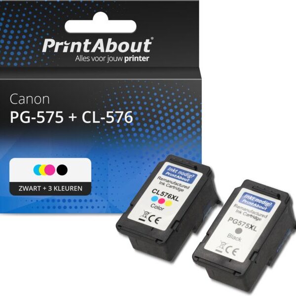 Huismerk Canon PG-575 + CL-576 Inktcartridge Zwart + 3 kleuren Multipack