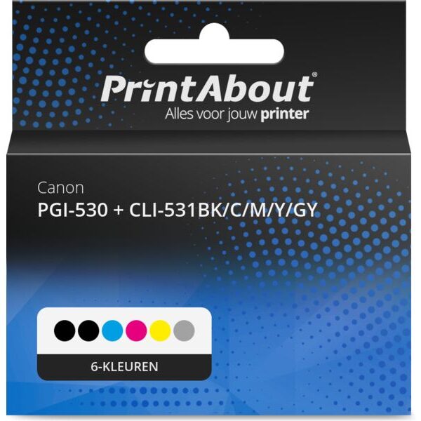 Huismerk Canon PGI-530 + CLI-531BK/C/M/Y/GY Inktcartridge 6-kleuren Multipack