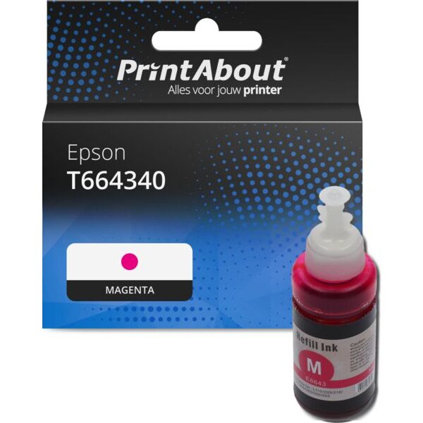 Huismerk Epson T664340 Inktcartridge Magenta