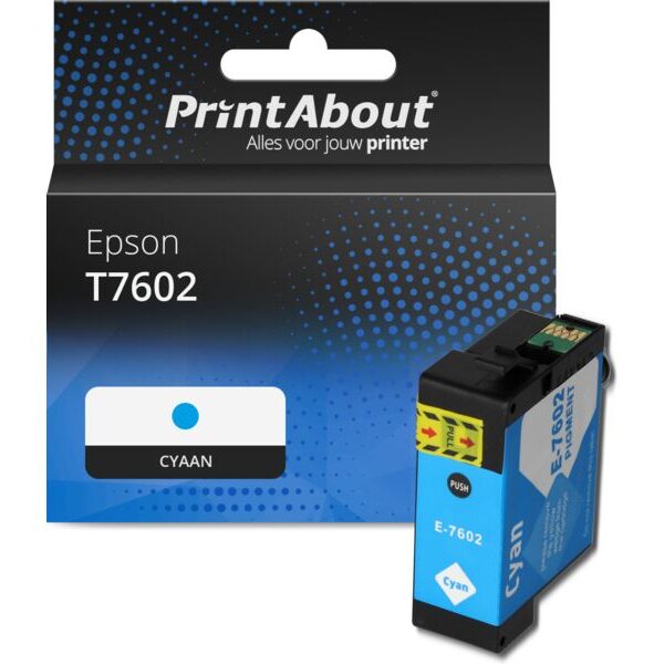 Huismerk Epson T7602 Inktcartridge Cyaan