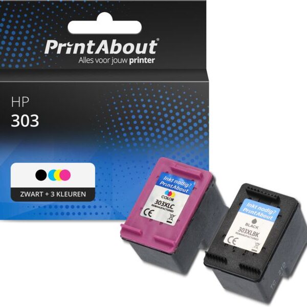 Huismerk HP 303 (3YM92AE) Inktcartridge Zwart + 3 kleuren Multipack