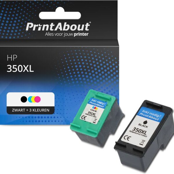 Huismerk HP 350XL (SD412EE) Inktcartridge Zwart + 3 kleuren Multipack Hoge capaciteit
