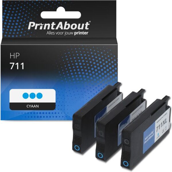 Huismerk HP 711 (CZ134A) Inktcartridge 3x Cyaan - Multipack