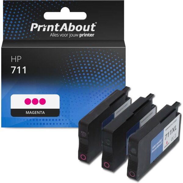 Huismerk HP 711 (CZ135A) Inktcartridge 3x Magenta - Multipack