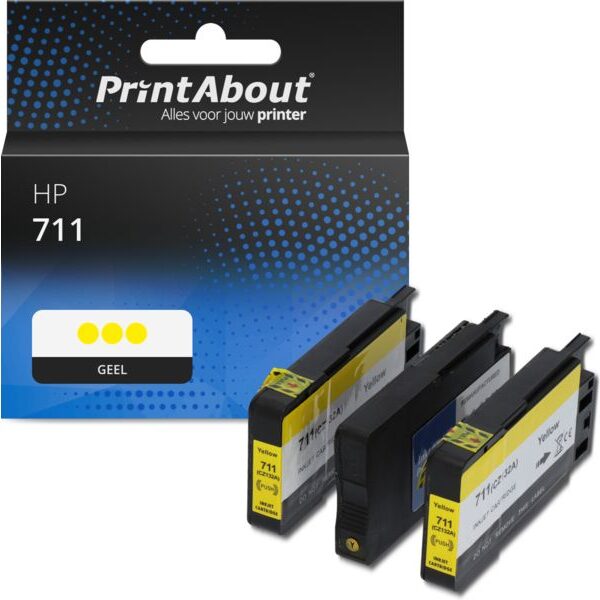 Huismerk HP 711 (CZ136A) Inktcartridge 3x Geel - Multipack