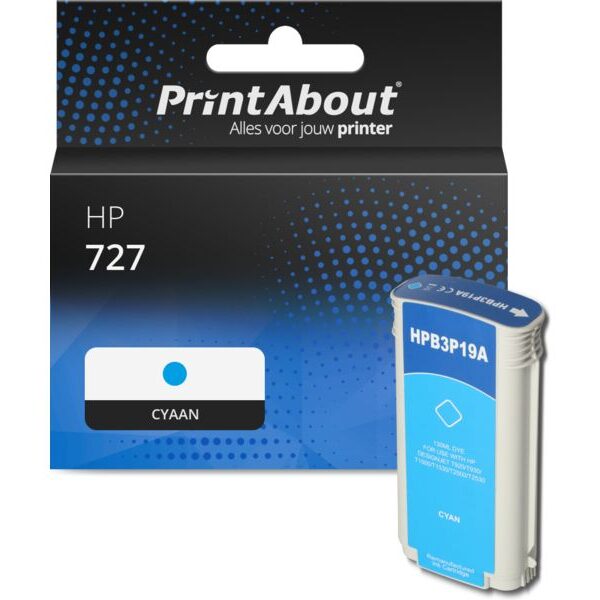 Huismerk HP 727 (B3P19A) Inktcartridge Cyaan Hoge capaciteit