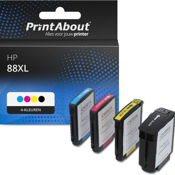 Huismerk HP 88XL (C9396AE) Inktcartridge 4-kleuren Multipack Hoge capaciteit