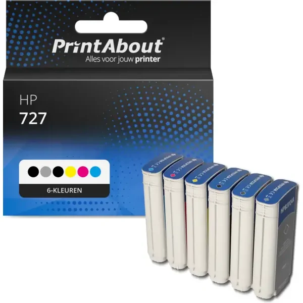 Huismerk HP 727 (B3P19/20/21/22/23/24A) Inktcartridge 6-kleuren Multipack