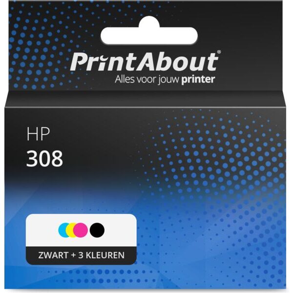 Huismerk HP 308 (7FP20/21UE) Inktcartridge Zwart + 3 kleuren Multipack Extra hoge capaciteit