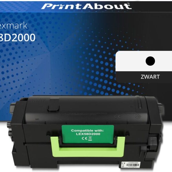 Huismerk Lexmark 58D2000 Toner Zwart